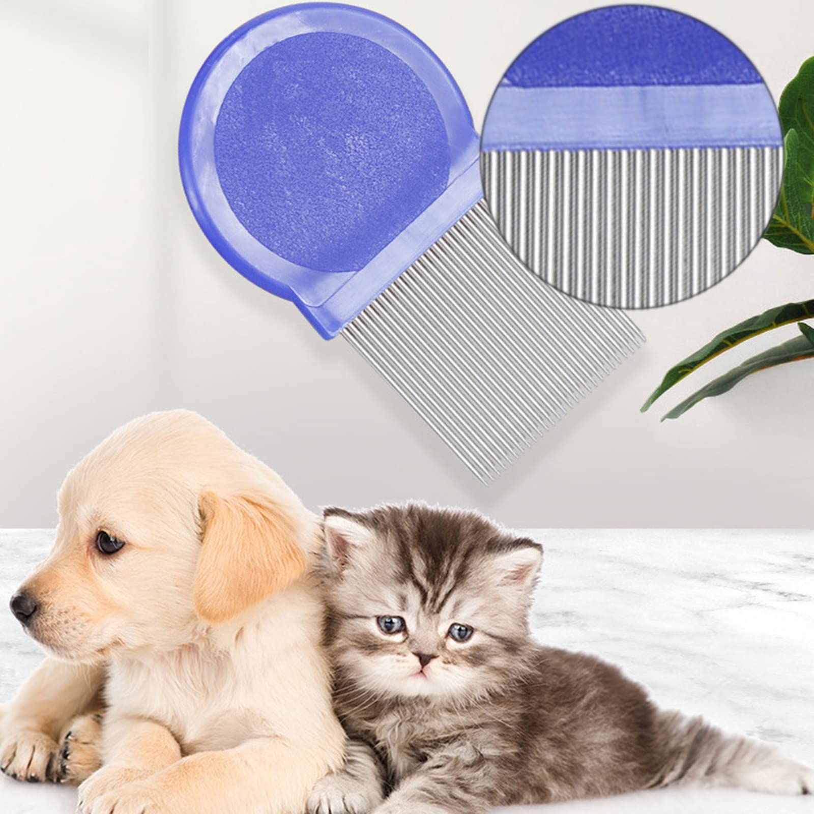 2 pièces Peignes anti-puces,Peigne antipuces pour chien & chatÉlimine facilement les puces et les tiques de votre animal de compagnie
