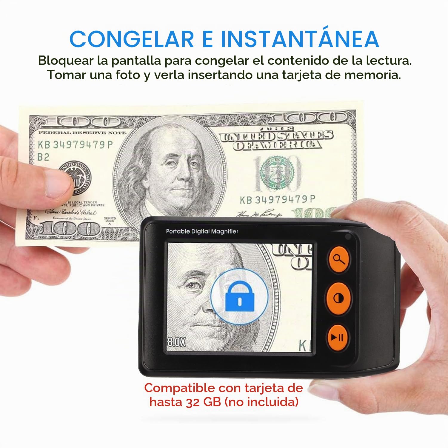 Lupa De Vídeo Digital Portátil con Pantalla LCD De 3,5 Pulgadas, Zoom De 2X A 25x para Ayudas De Lectura Y Visualización Mejoradas para Visión Baja