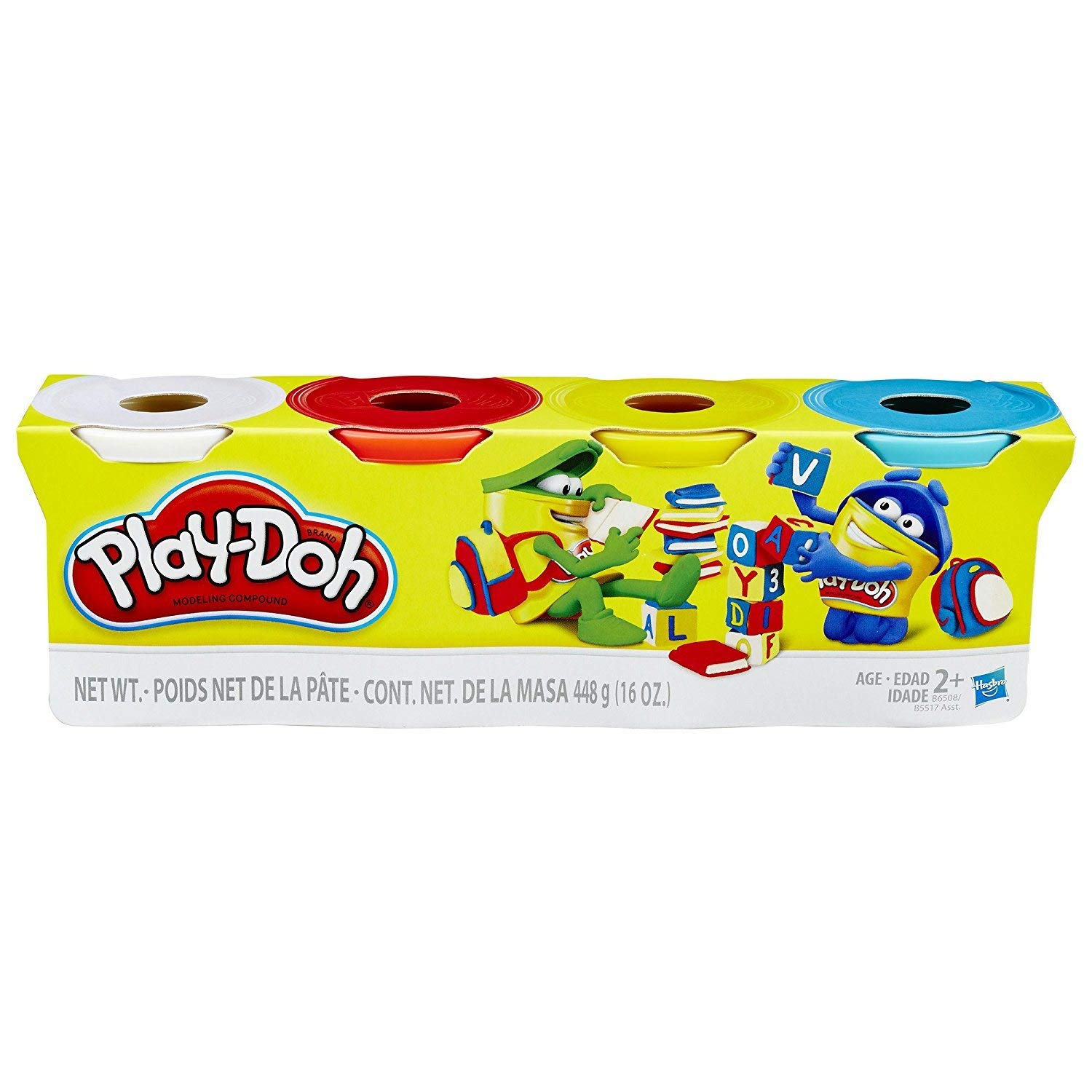 Play-Doh Confezione 6 Pasta Modellabile Colori Base - Barattoli Da 112g - Bianco, Rosso, Giallo, Blu, Verde, Viola - C3898EU4