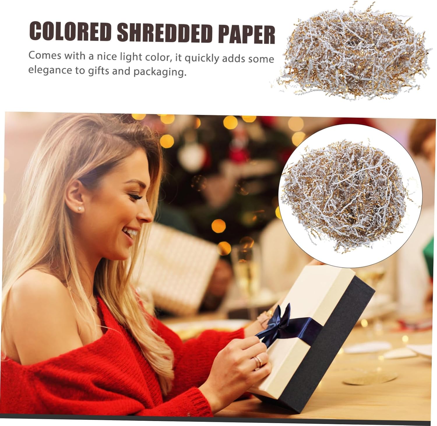 BCOATH 5 Packs Gold Crinkle Cut Shredded Paper Filler Each for Basket Wrapping Packaging Decoration Safe Lightweight Packing Material