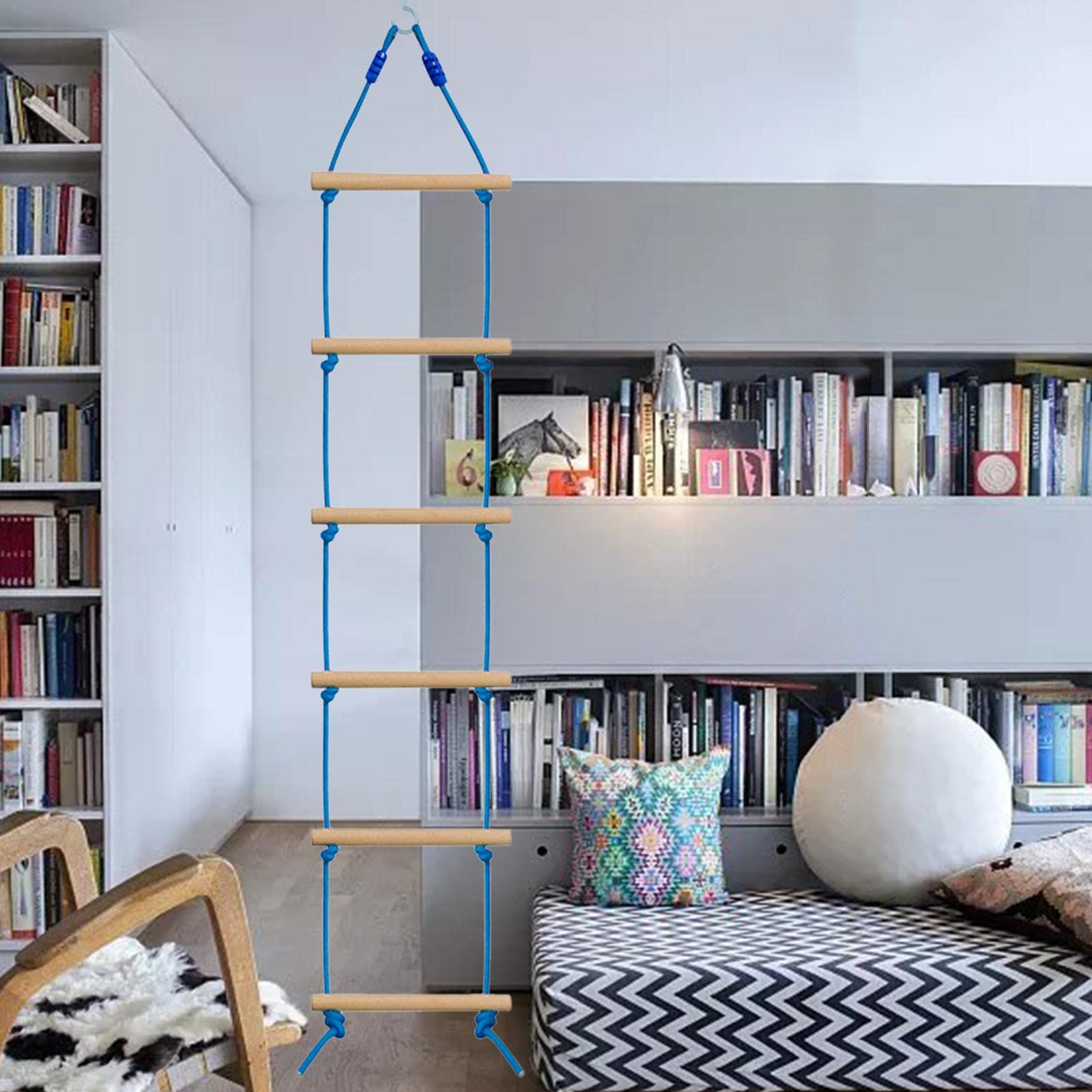 Escalera de Cuerda para Escalar Infantil con Seis Peldaños de Nylon Fuerte Accesorio de Columpio Juguete de Coordinación Motriz Cuerda de