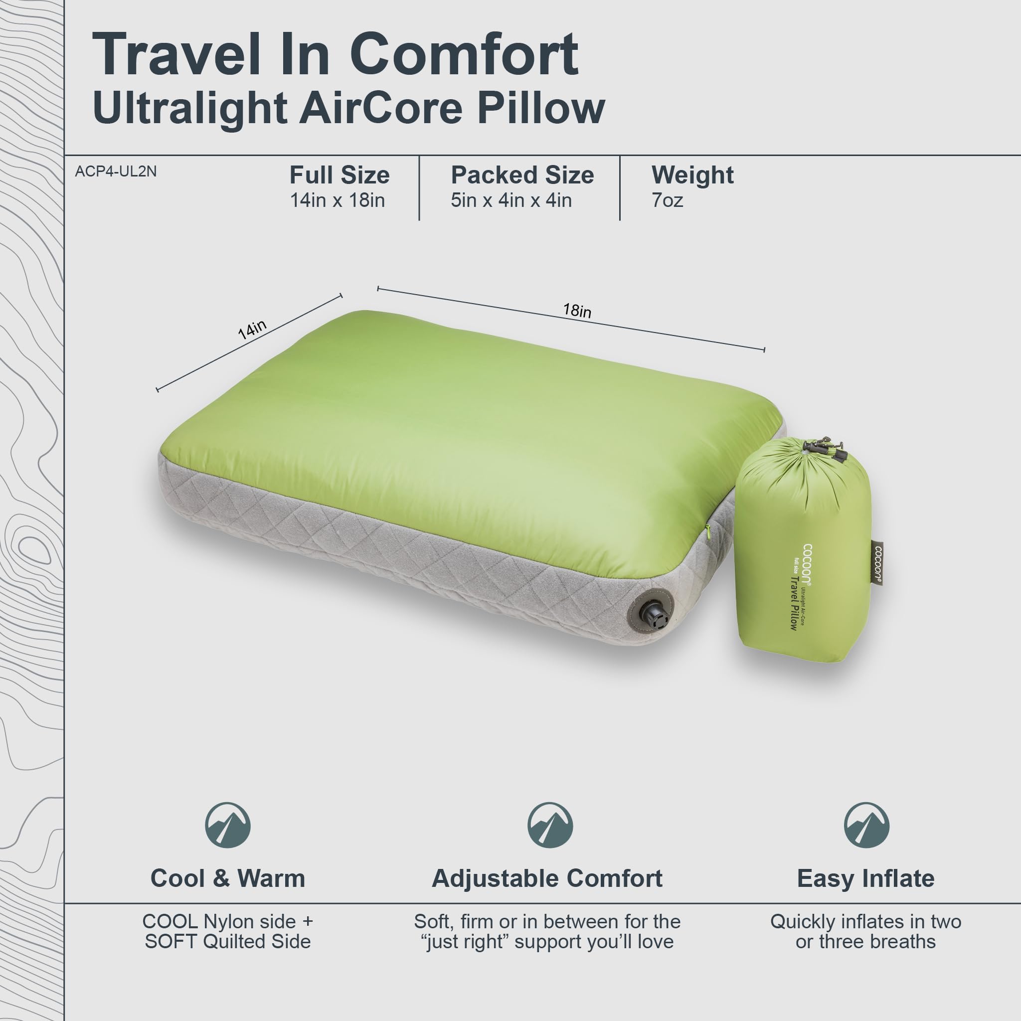 Cocoon Air-Core Ultralight Coussin, Uni, 35x45cm