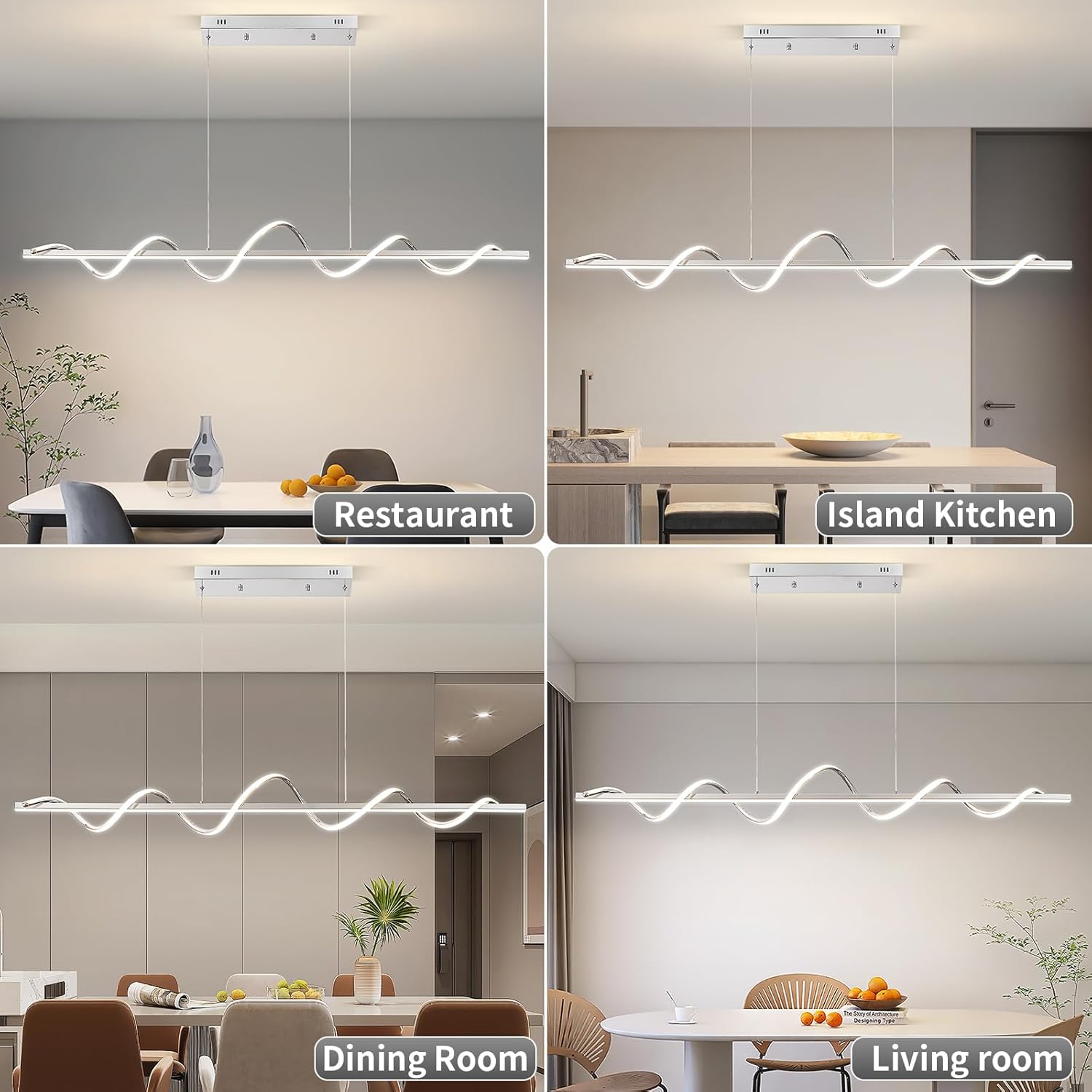 LED Pendant Lights, 56.29" Chorme Modern Chandeliers for Dining Room Hanging Pendant Lighting Chandelier Dimmable with Remote Control Island Lighting Lamp Fixture for Living Room Office Bar
