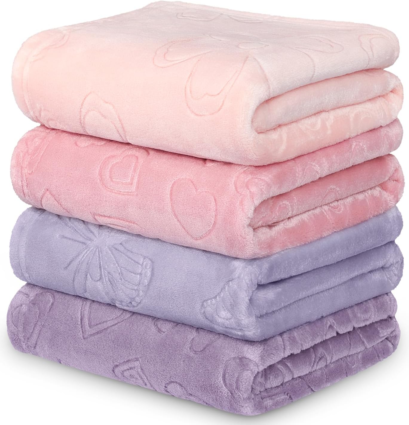 BORITAR 4 PCS Baby Blankets for Girls, 3D Flannel Fleece Crib Blanket, Cozy and Lightweight Blanket for Infant Newborn Toddler, 30 x 40 Inch