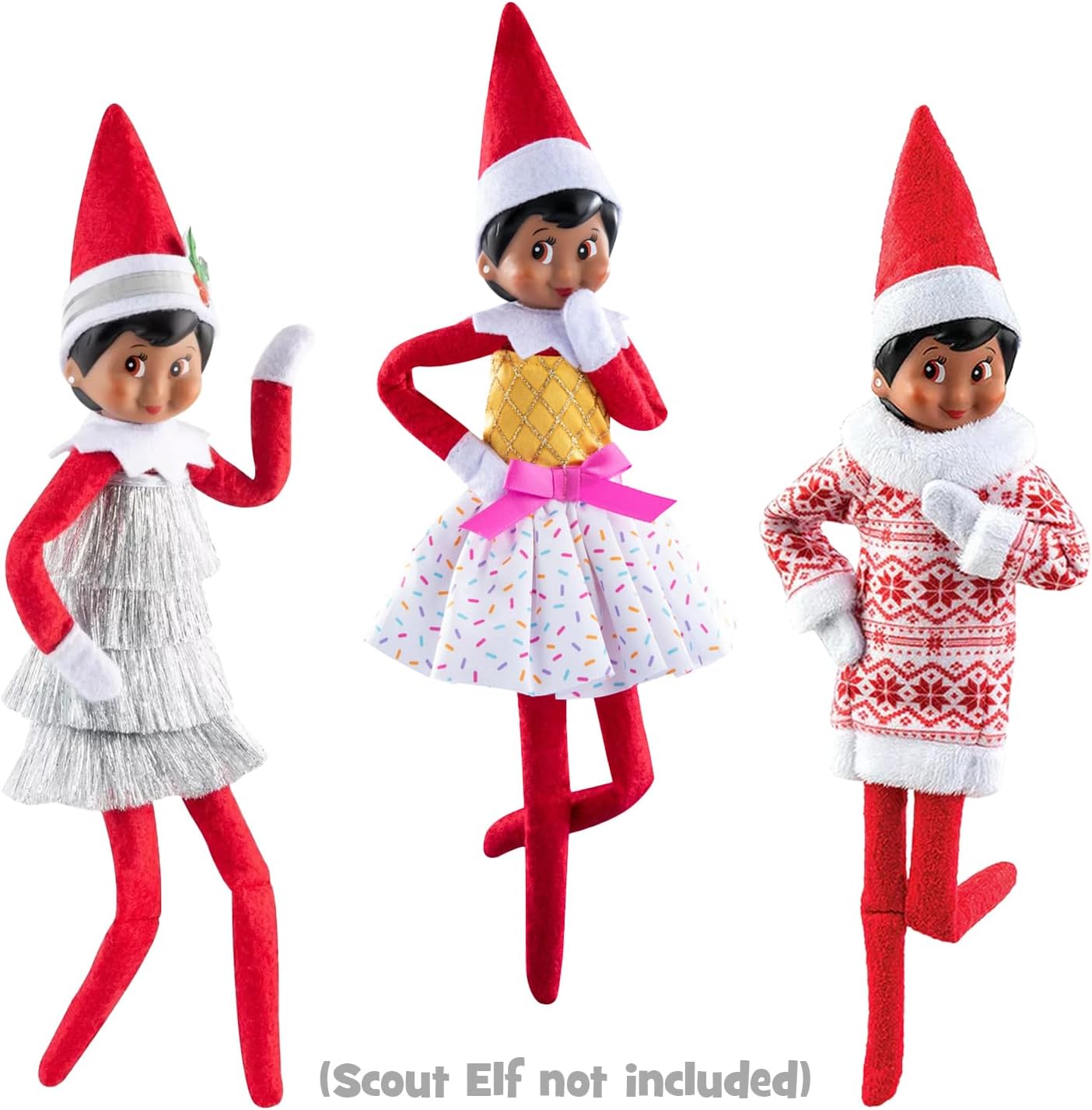 The Elf on The Shelf - Claus Couture Set of 3: Tiny Tinsel Party Dress, Ice Cream Party Dress, and Snowflake Sweetie Dress