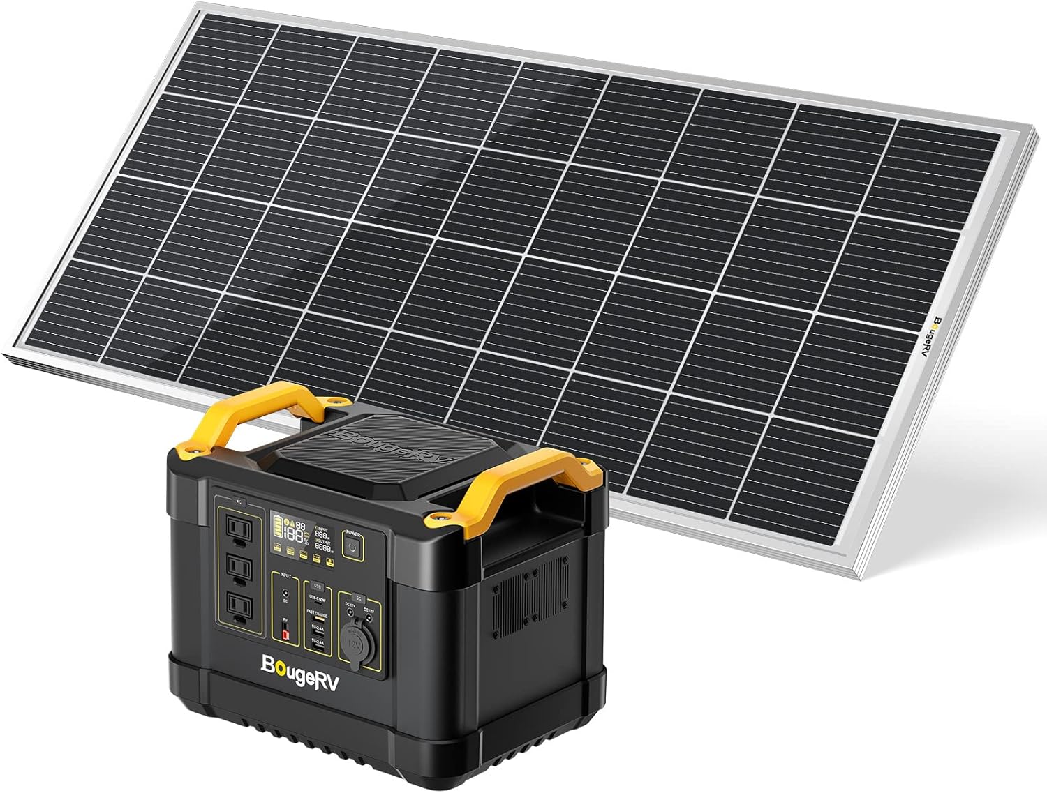 9BB 200W सोलर पैनल के साथ BougeRV 1100WH पावर स्टेशन, 200W इनपुट और