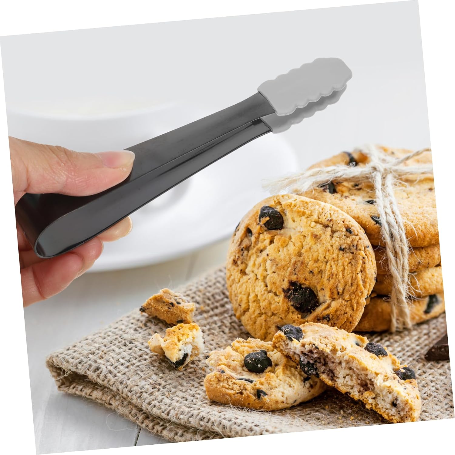 SOLUSTRE Professional Bbq Tongs Small Metal Ice Tongs Silicone Clips for Kitchen Bbq Parties