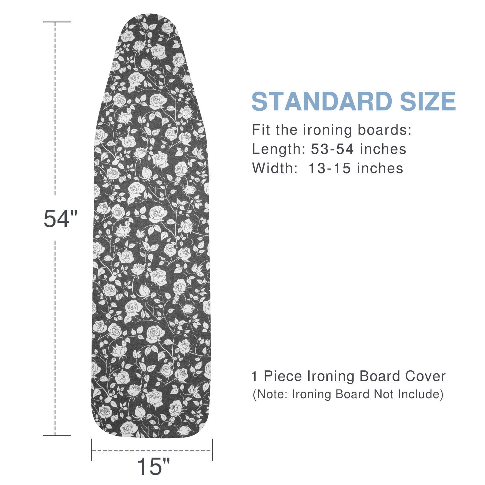 VividPaw Funda y almohadilla para tabla de planchar, tamaño estándar de 15 x 54 pulgadas, acolchado grueso, borde elástico, resistente a la abrasión y a las manchas, cierre ajustable, fundas de tabla