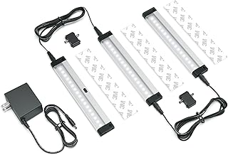 EShine Hand Wave Activated Under Cabinet LED Lighting Kit, Dimmable, 3-Pack 7 in - Touchless Dimming Control, Black Under Counter Lights for Kitchen, Garage, Office, Desk - Cool White (6000K)