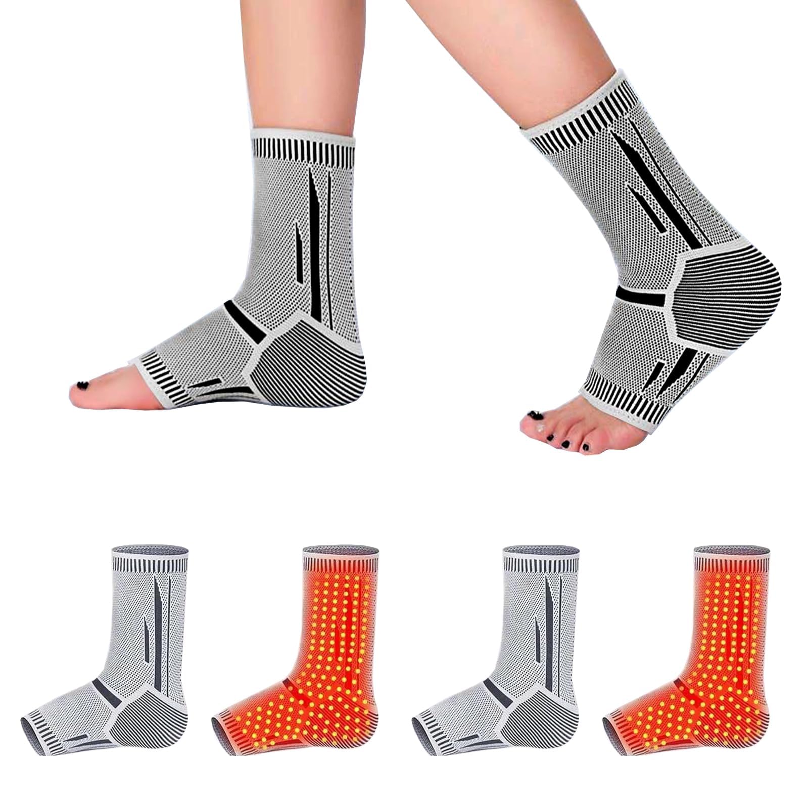 Comprex Ankle Sleeves, Self-Heating Tech Anti Edema Neuropathy Socks, NeoCare Anti Ankle Edema Socks, Neuropathy Socks for Foot Pain Relief, Anti Fatigue, Anti Swelling (2pcs,M)