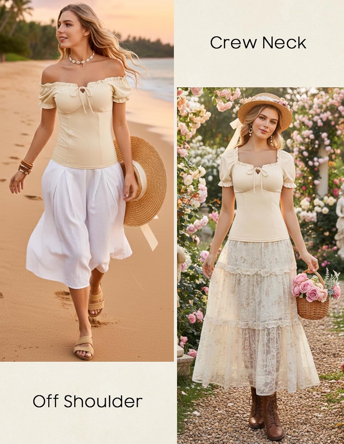 Scarlet Darkness Summer Corset Tops for Women Off Shoulder Renaissance Shirt Puff Sleeve Peasant Blouse - Image 5