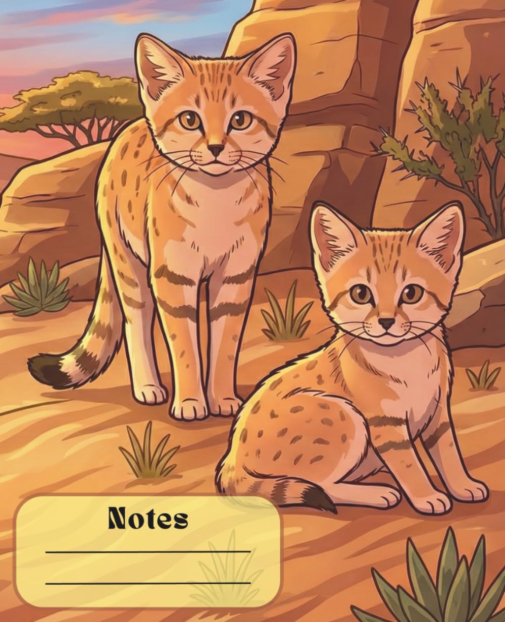 Sand Cat Notebook: Bonus Facts Page pt.2 | College Ruled Lined Paper | Cute African Wildlife Journal for School, Kids, and Nature Lovers | 7.5 x 9.25 in