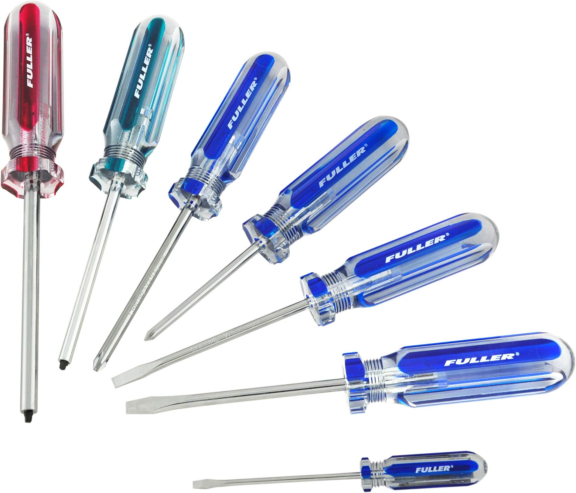 Fuller Tool 111-3000 7-Piece PRO 300 Screwdriver Set - screwdriver kit long screwdrivers phillips mechanics flat head long flathead Slotted square