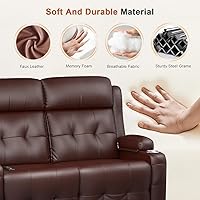 Vista 9 de RV Loveseat Recliner Sofa, Wall Hugger Massage Reclining RV Couch with USB, Insert Pockets, Cup Holders, 150° RV Recliners Sleeper Sofa for RV