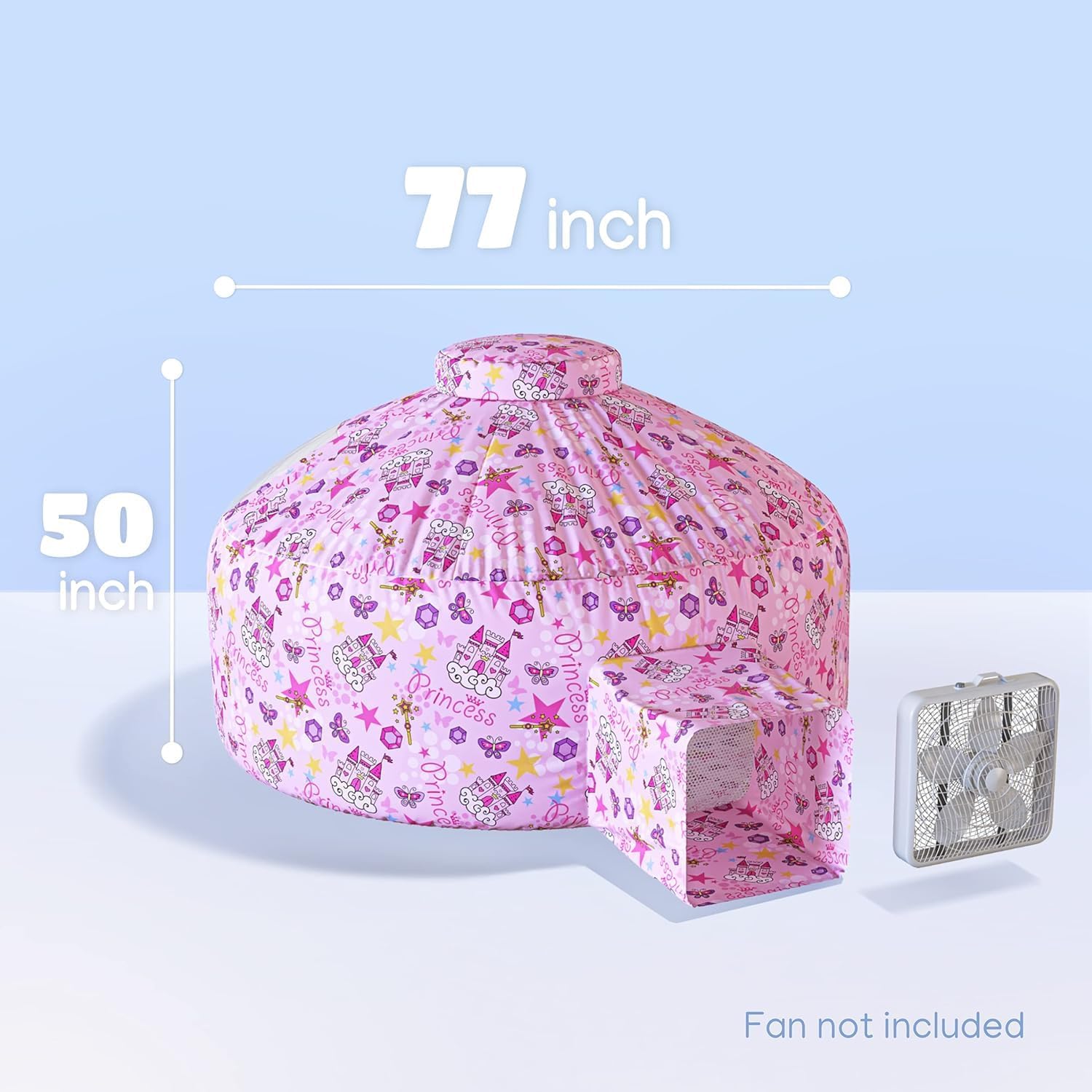 Skywin Inflatable Air Tent for Kids (77” x 50”), Perfect for Social or Solo Imaginative Play, Blow Up Tent, Sets Up and Stores Away in Seconds, Toddler Playhouse (Fan NOT Included) (Pink Princess)