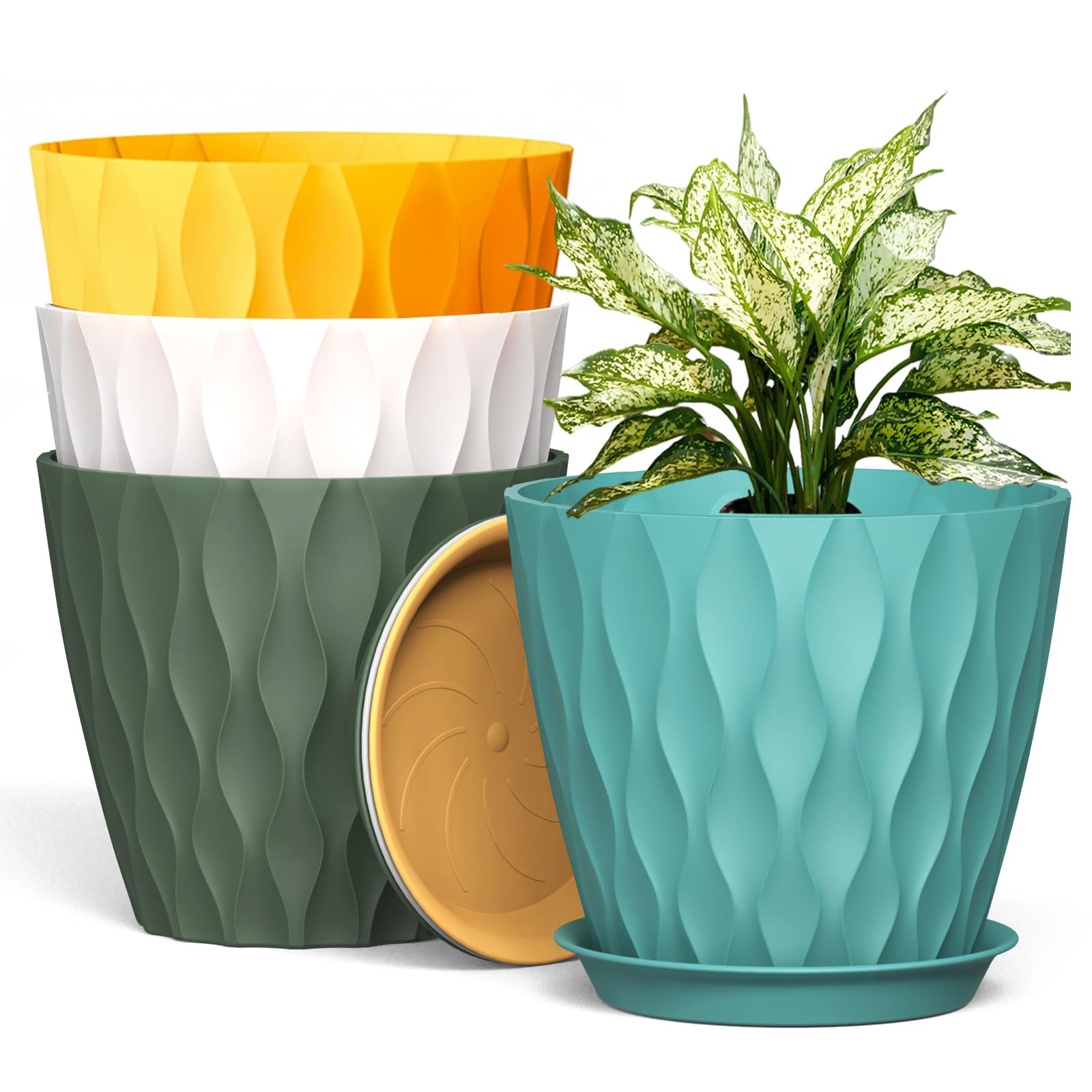 8 Inch Waffle Texture Plant Pots