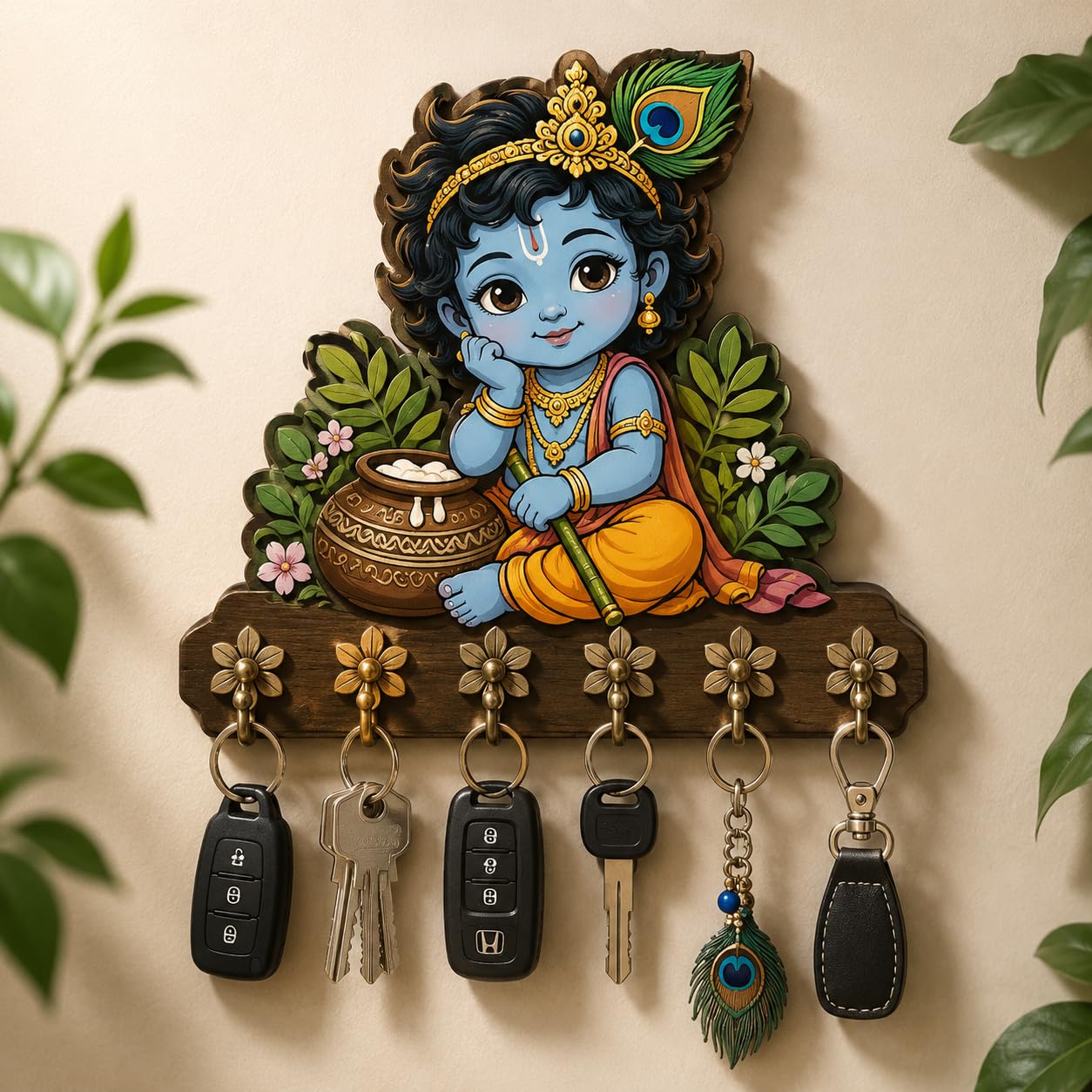 Artisan Studio Premium Baby Cute Krishna Key Holder for Home/Office Decor/Key Hanger for Wall Decor,Decorative Item for Ho...