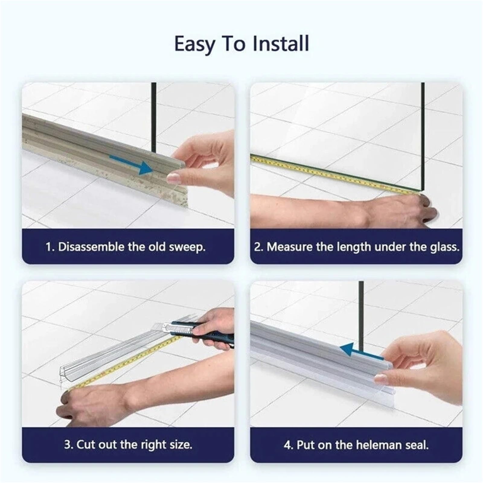 4 m Badewannen-Duschstreifen-Dichtung for Bildschirme, Türen, passend for 4–6 mm Glas, dichtet Lücken, PVC-Dichtungsstreifen, Badezimmer, transparentes Zubehör für Duschtüren, Glas(23mm gap)