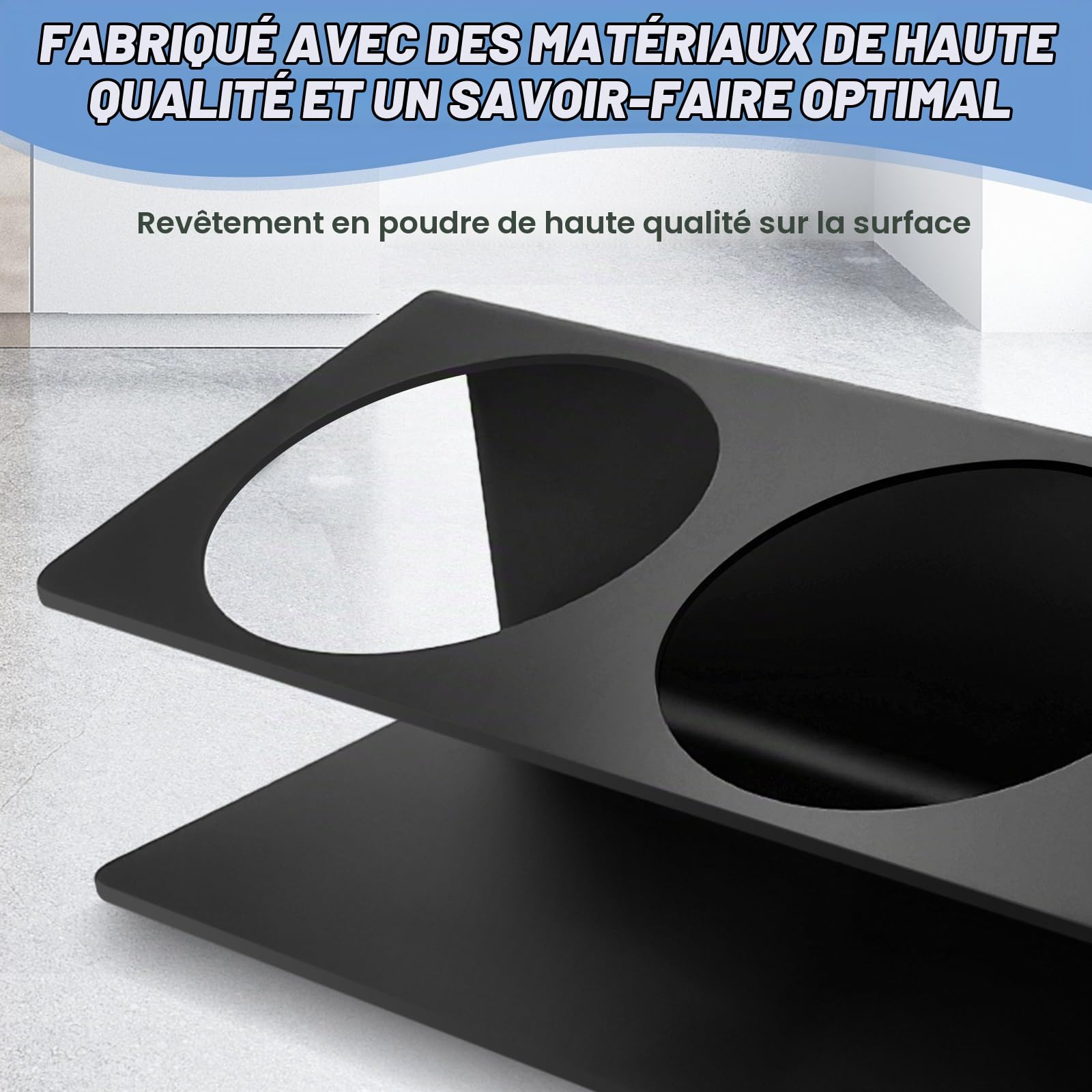 Gamelle Chat Surélevée, Gamelle pour Chien avec Support en Métal Antidérapant Incliné à 15°, Bols Chat Ceramique de Nourritur