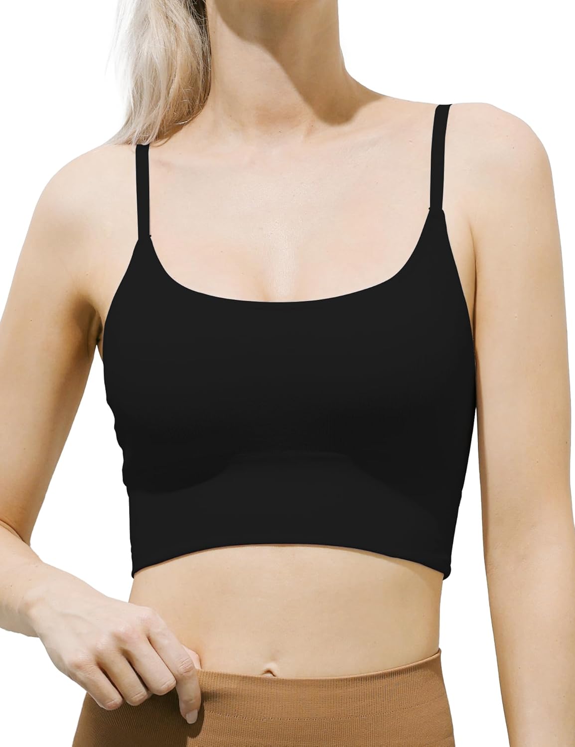 SIXIM Adjustable Spaghetti Strap Sports Bra for Women – Criss Cross Back Wireless Workout Padded Yoga Low Support Bra