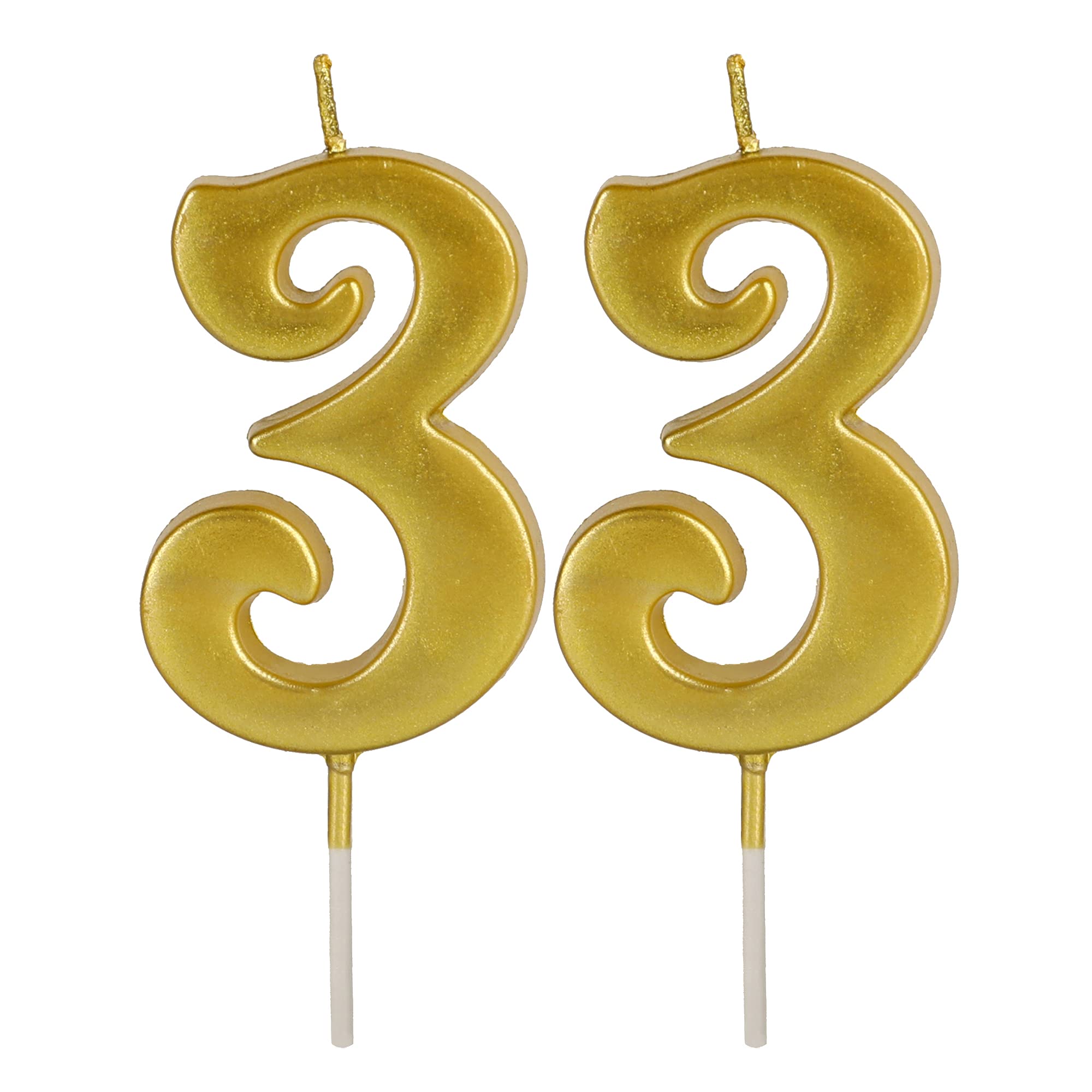 Velas de cumpleaños con número 33 de oro para decoración de tartas, número 33 y 3 con purpurina, decoración de fiesta de aniversario para niños, mujeres o hombres