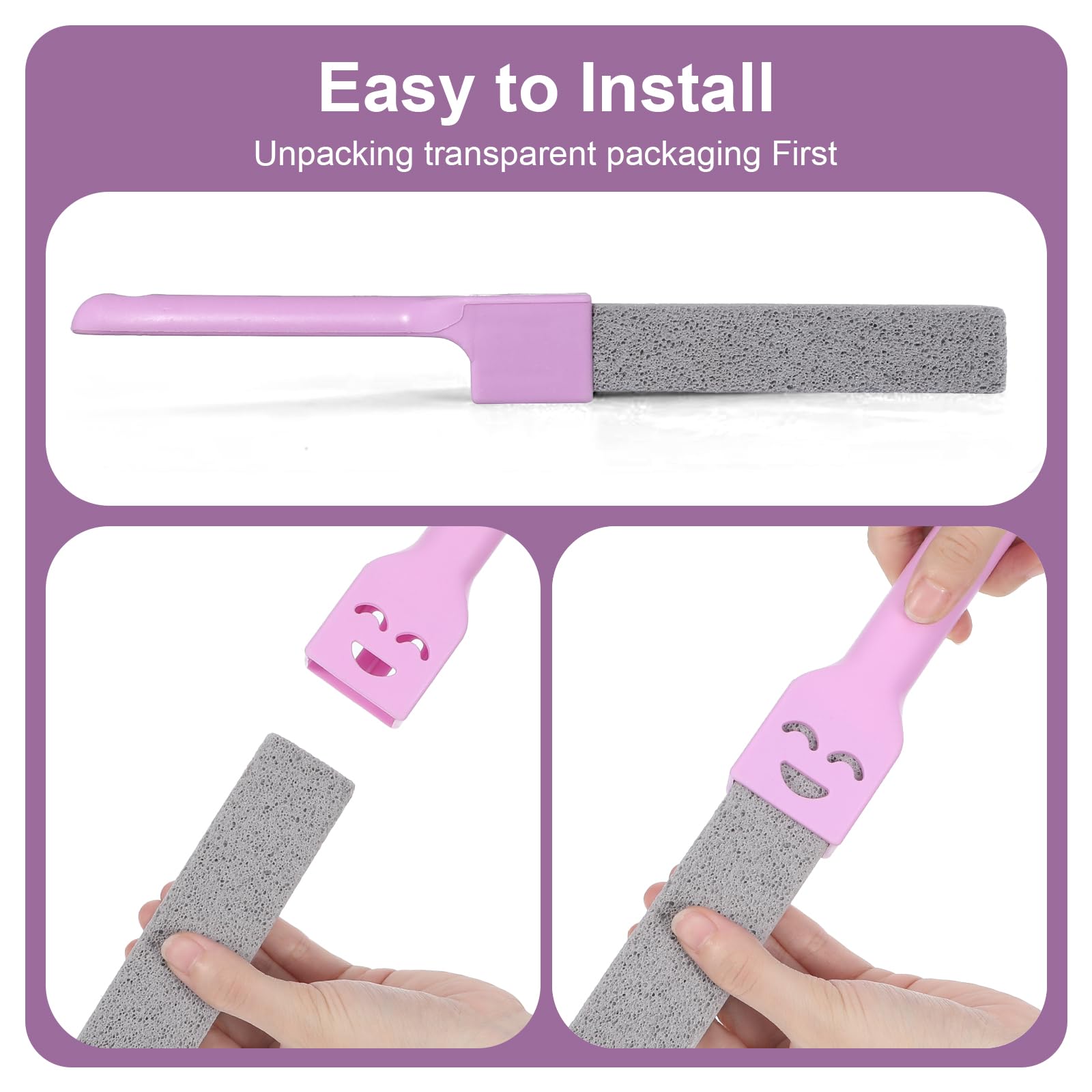 4 piezas de piedra pómez Pumice Stone Toilet Cleaner, piedra de limpieza para inodoro con 2 asas rosas, piedra de limpieza para inodoros, hornos, piscinas, barbacoas y bañeras