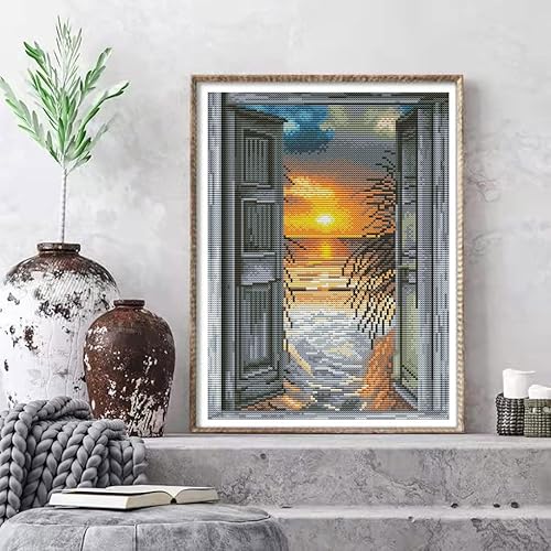 Miniatura 3 de Eiazuiks Kit de estampado de punto de cruz, kit de punto de cruz para contar mariposas para adultos principiantes, línea completa, kit de costura de