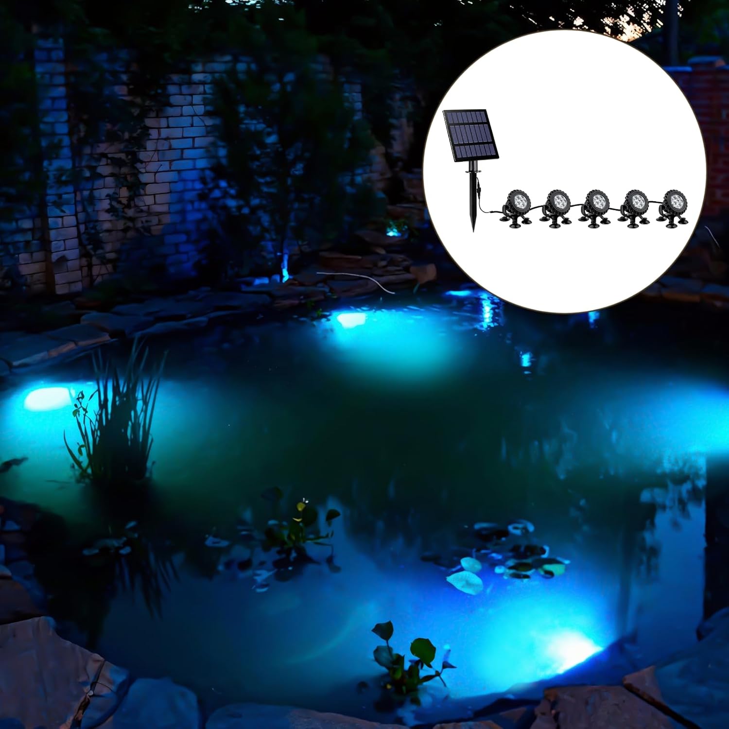 Pond Lights Shifting RGB Plus Aquarium, Solarly Powered, Submersible Led Lights, Install with Suction, Waterproof Ip68, Material is Abs, Great for Fish Tanks and Fountains