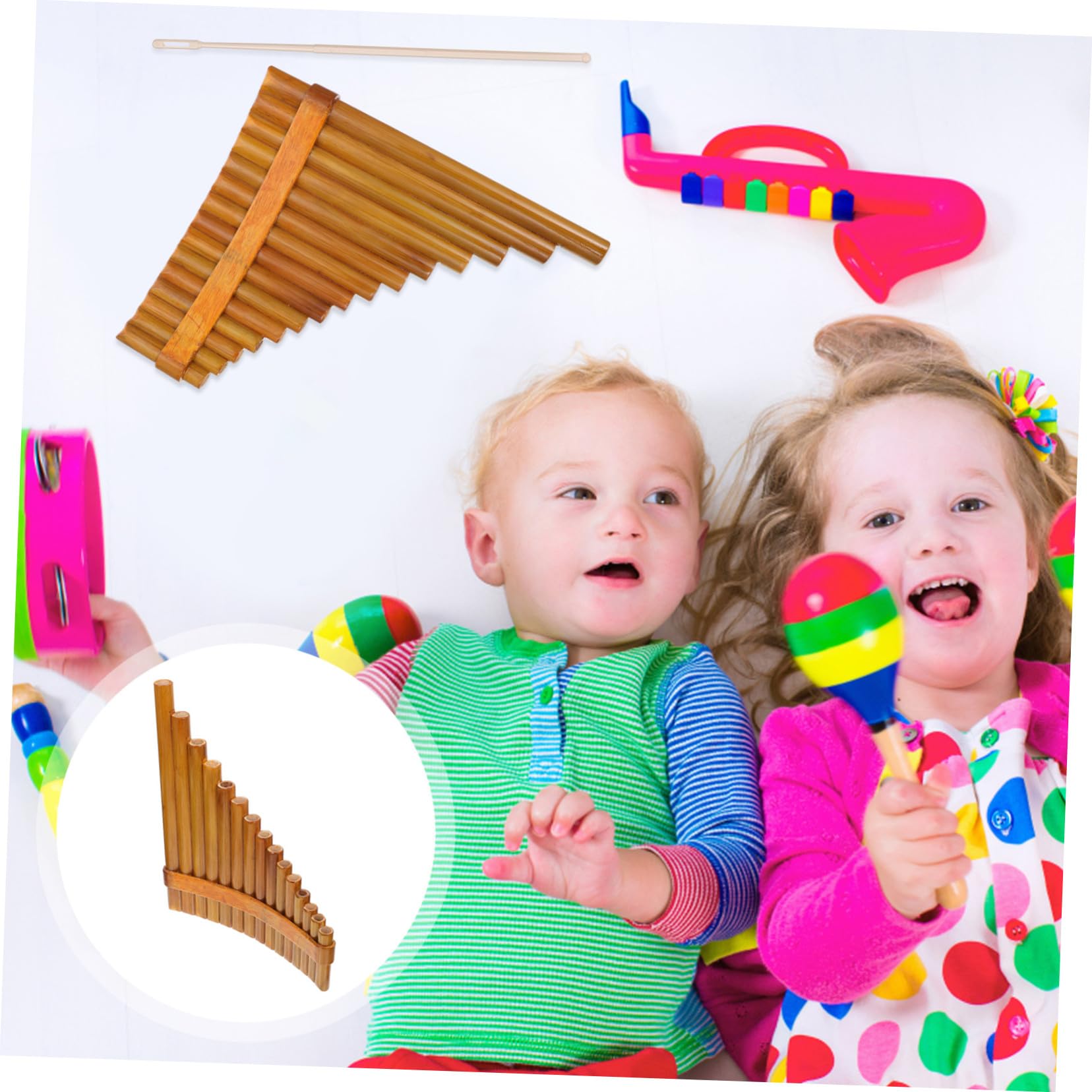FRCOLOR Flauto Di Pan in Bambù 15 Canne Tonalità g Per Principianti, Strumento Musicale Scolastico in Colore Legno Naturale, Set Professionale Per Esercizi Musicali Design Destro