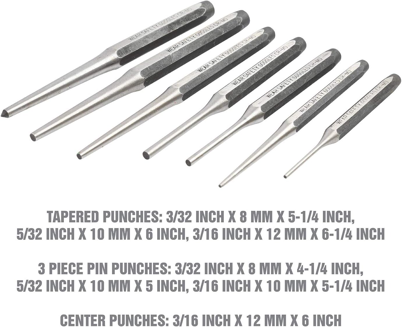 OEMTOOLS 23996 Punch and Chisel Set, 11 Piece, Cut, Shape, and Puncture Medium and Soft Metals, Heat-Treated Alloy Steel, Includes Green EVA Organizer Tray