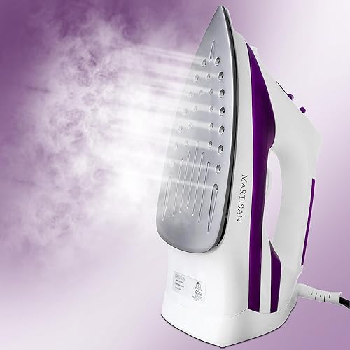 MARTISAN Plancha de vapor para ropa, plancha morada, vapor potente, control de temperatura variable, autolimpieza, suela antiadherente, vaporizador