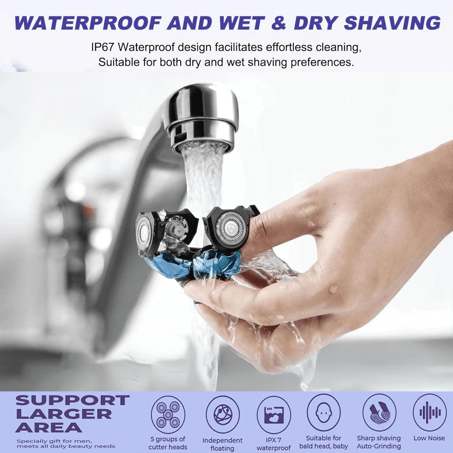 Fre*Bird 4PCS 5 Head Shaver Replacement Blades for Bald Men, Electric Head Hair Shaver (Black/4PCS) - Image 4