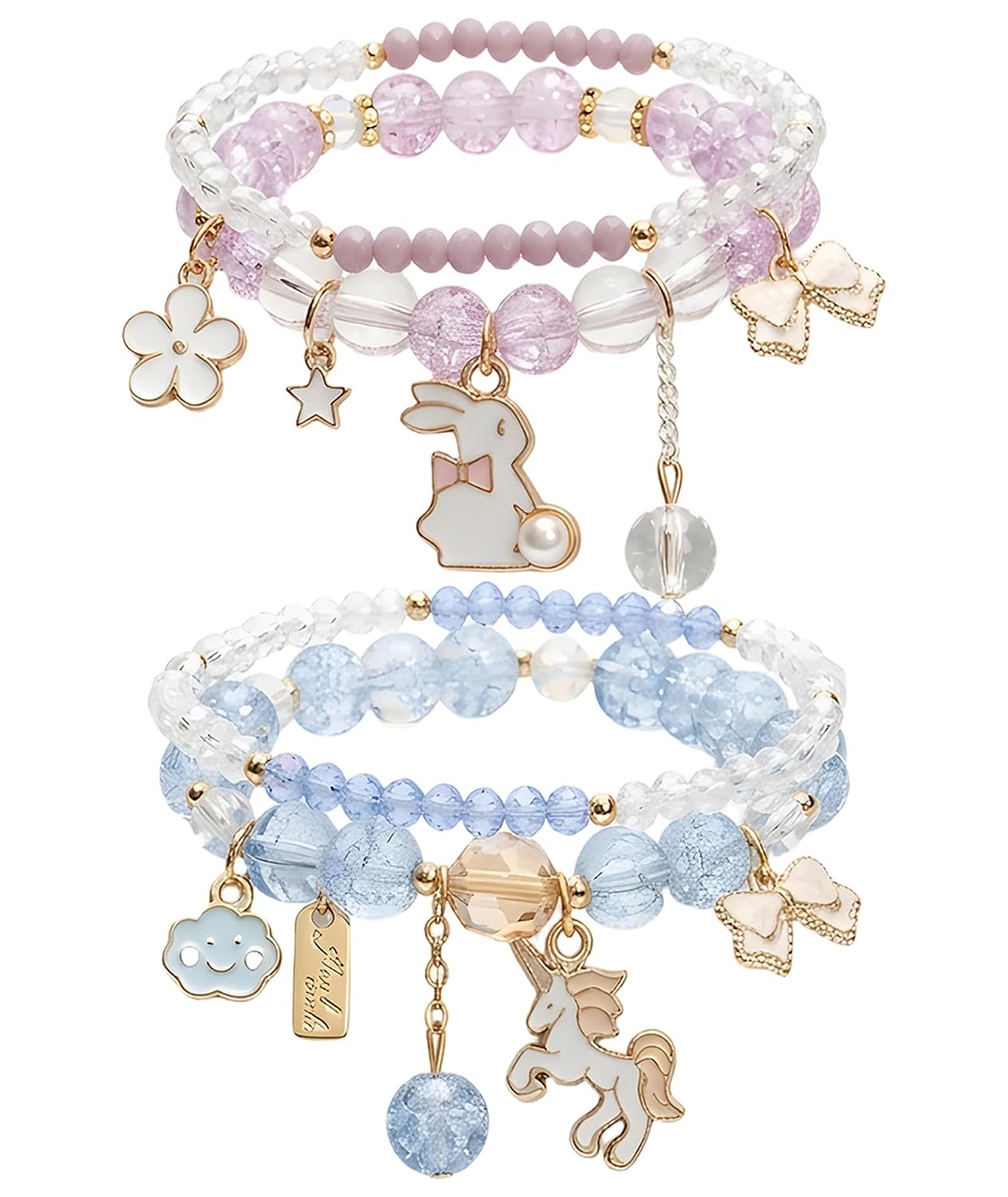 Chuppinz 2 PCS Beaded Bracelet for Girls, Stylish Kids Bracelets, Fashion Accessories for School Wear and Party Occasions,...