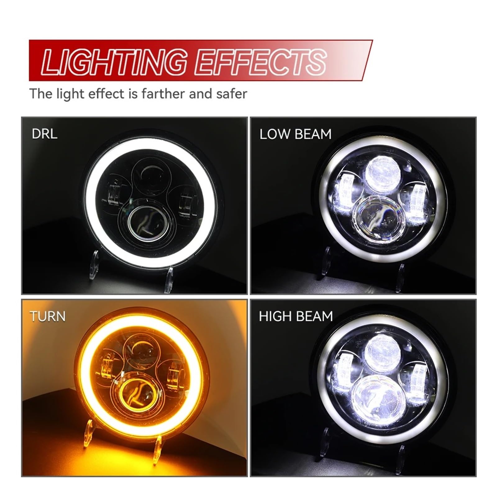 Éclairage Avant Harley Electra Glide Road King Kit Phare LED 7" 2 Feux De Brouillard 4,5" Chrome Pour Harley Davidson - IP68 Harley Davidson Autocollant