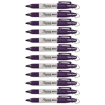 Purple / Valley Girl Violet Mini Sharpies - Set of 12 - With Cap Clip Keychain