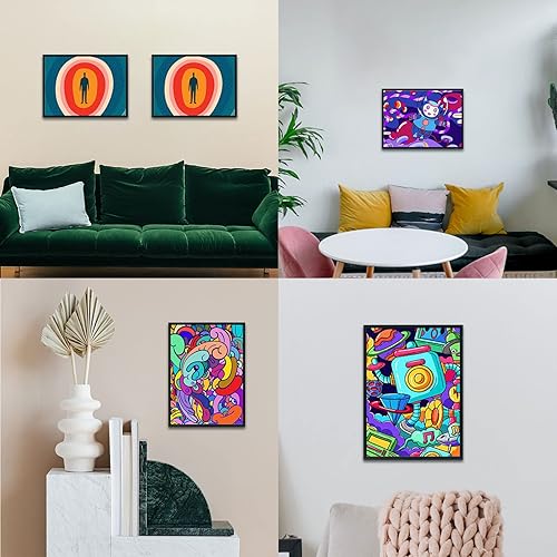 Miniatura 5 de BestYiJo 4 marcos de arte con diamantes de 12 x 16 pulgadas, marcos de lienzo de arte con diamantes autoadhesivos, exhibición y protección de arte