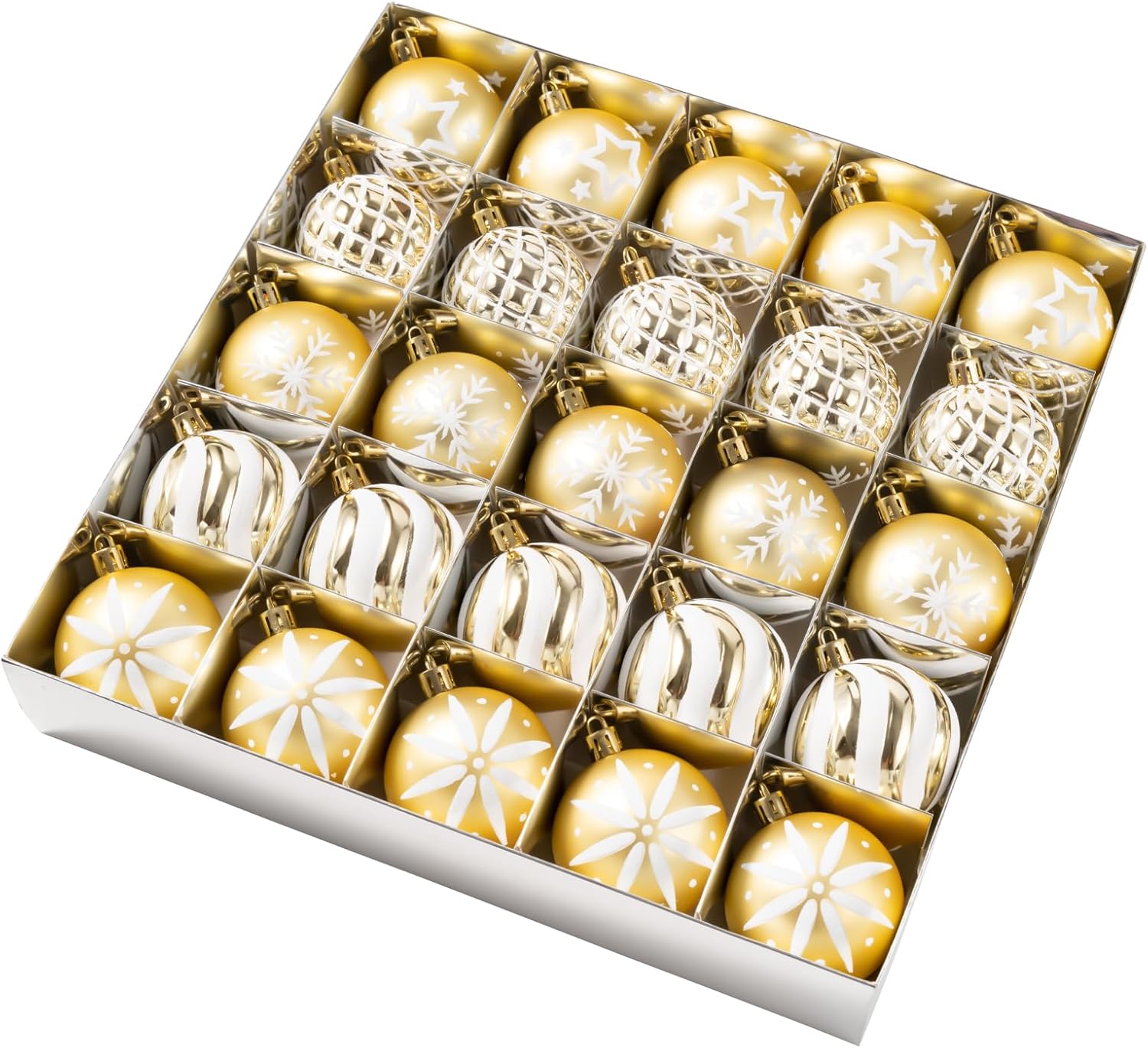 60MM/2.36" Christmas Ball Ornaments Set, 25Pcs Delicate Painting Shatterproof Christmas Ornaments, Hanging Ball Ornament for Xmas Tree Holiday Wedding Party Home Decorations (Gold) Champagne