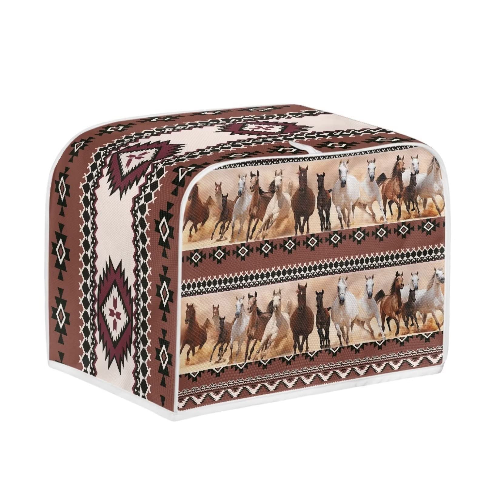 Uourmeti Aztec Horse Toaster Covers 2 Slice for Women Small Appliance Covers for Kitchen Bread Machine Protector Stain Resistant Bread Maker Covers Home Decor Accessories