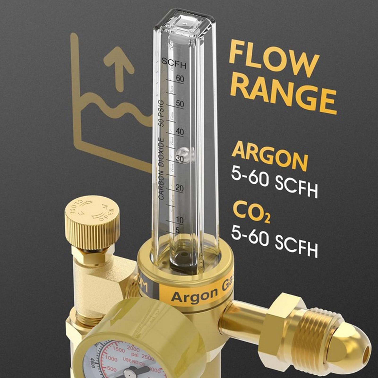 Przemysłowy regulator argonu CO2 z przepływomierzem 60 CFH i regulatorami 4000PSI, akcesoria spawalnicze, miernik przepływu argonu do spawania metodą TIG