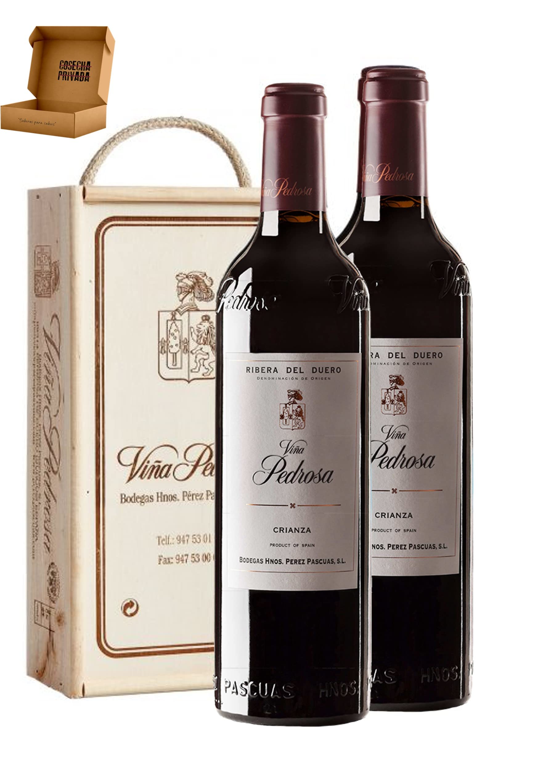 Viña Pedrosa - Envio 24h - Vino Tinto - Cosecha Privada (Estuche Regalo Madera, Crianza)