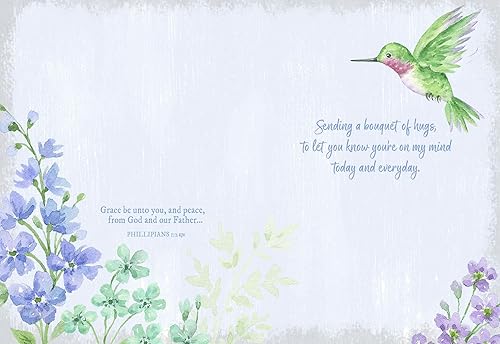 Miniatura 5 de Crown Point Graphics Shared Blessings Peaceful Garden - 12 tarjetas en caja, con escenas florales, mariposas y colibríes con escritura KJV