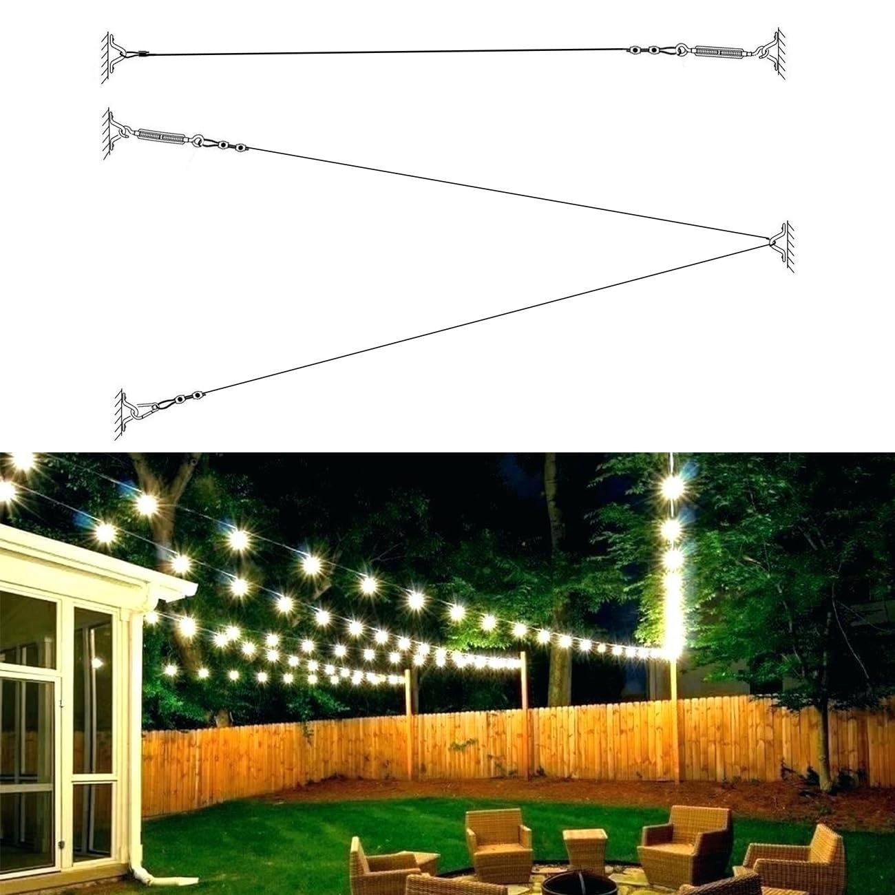 180 Ft Black Vinyl Coated Wire Rope, Cable Railing Kit | 304 Stainless Steel Globe String Lights Hanging Kit, Aircraft & Picture Hanging Kit Include Wire Cable and Accessories