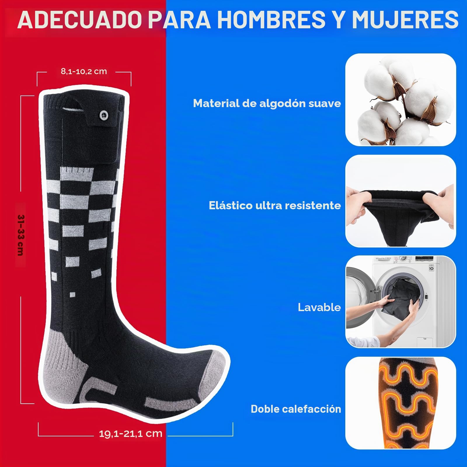 Calcetines Calefactables Batería Recargable Hombres Mujeres 4 Temperaturas Ajustables Ciclismo Al Aire Libre Camping Senderismo Motocicleta Esquí S Tamaños