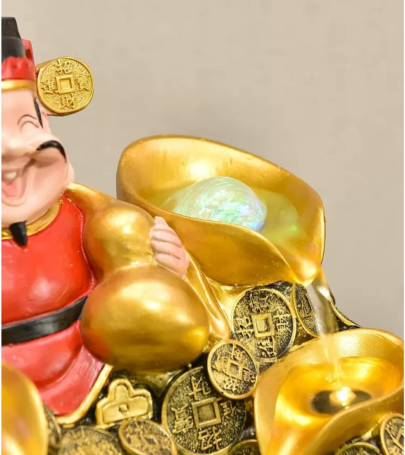 Indoor Fountain Resin Tabletop Fountain Wealth and Good Luck Feng Shui Interior Mini Water Feature for Bedroom, Office, Living Room, Dining Room Décor Zen Meditation Waterfall