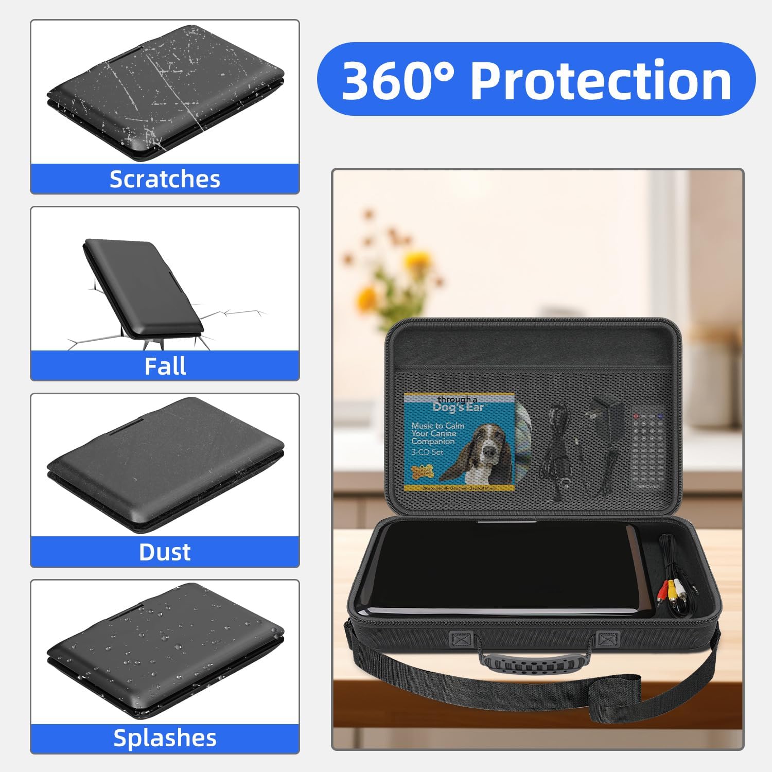 Travel Storage Case for DBPOWER 11.5'' / MEGATEK12.5'' / ieGeek 11.5‘’ / WONNIE 12‘’ / SQQBZZ 12.5'' Portable DVD Player (Case Only!) - Image 4