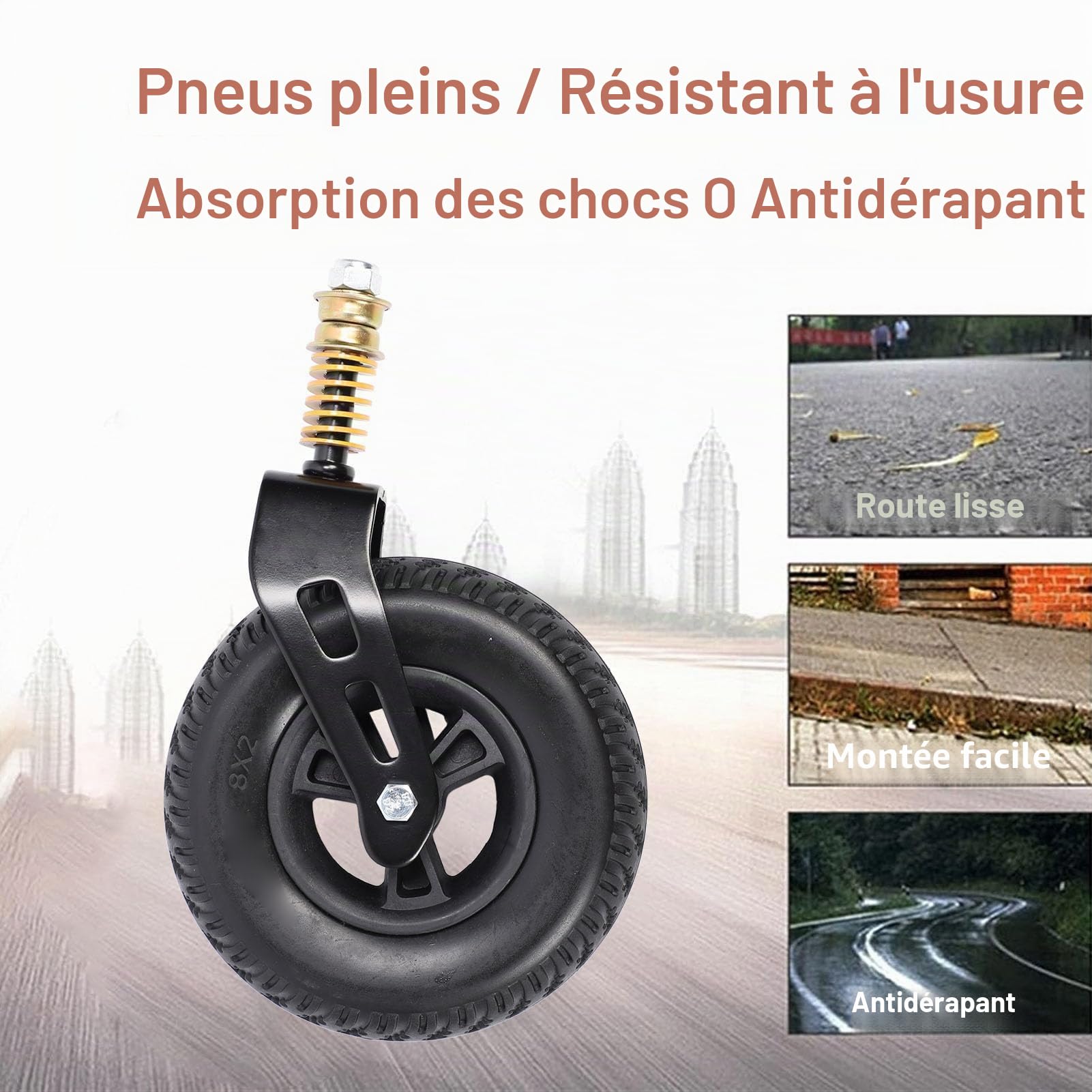 Roue Avant de Fauteuil Roulant avec Fourche Avant, Remplacement des Roues Avant de 8 Pouces, Remplacement de Roue Universel pour Fauteuils Roulants, Déambulateurs, Déambulateurs