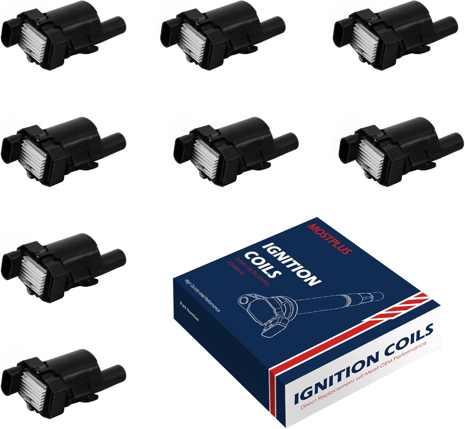 MOSTPLUS 8PCS Round Ignition Coil Compatible with Chevy Silverado Express GMC Savana Yukon Sierra 1500 2500 V8 4.8 5.3 6.0L replacement UF262 C1251
