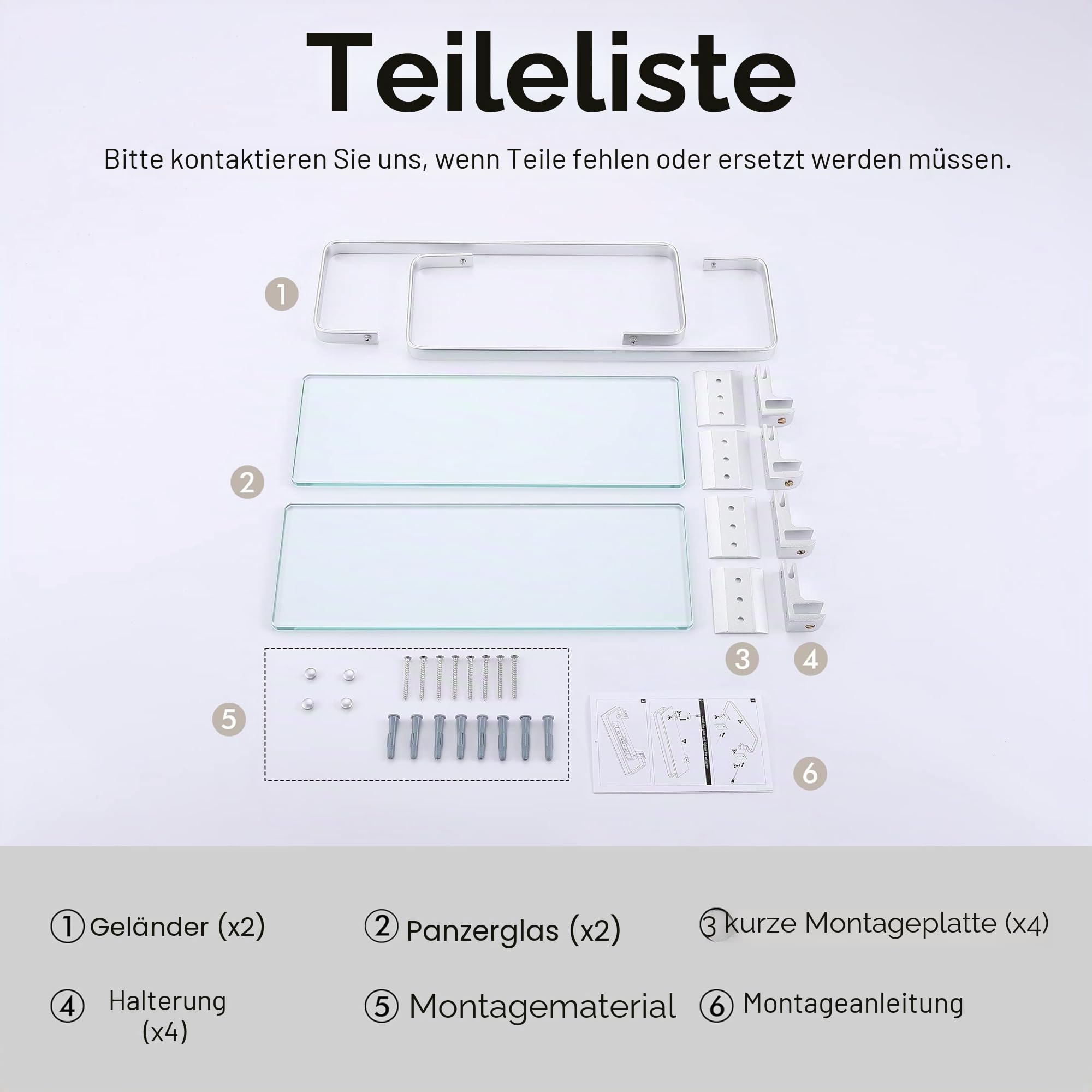KES Duschablage Glas Duschregal Glasregal 8mm Ablage Bad Glasablage für Badezimmer Wandregal Badregal Halterung Wandmontage 2 Stück Aluminium Silber, A4126A-P2