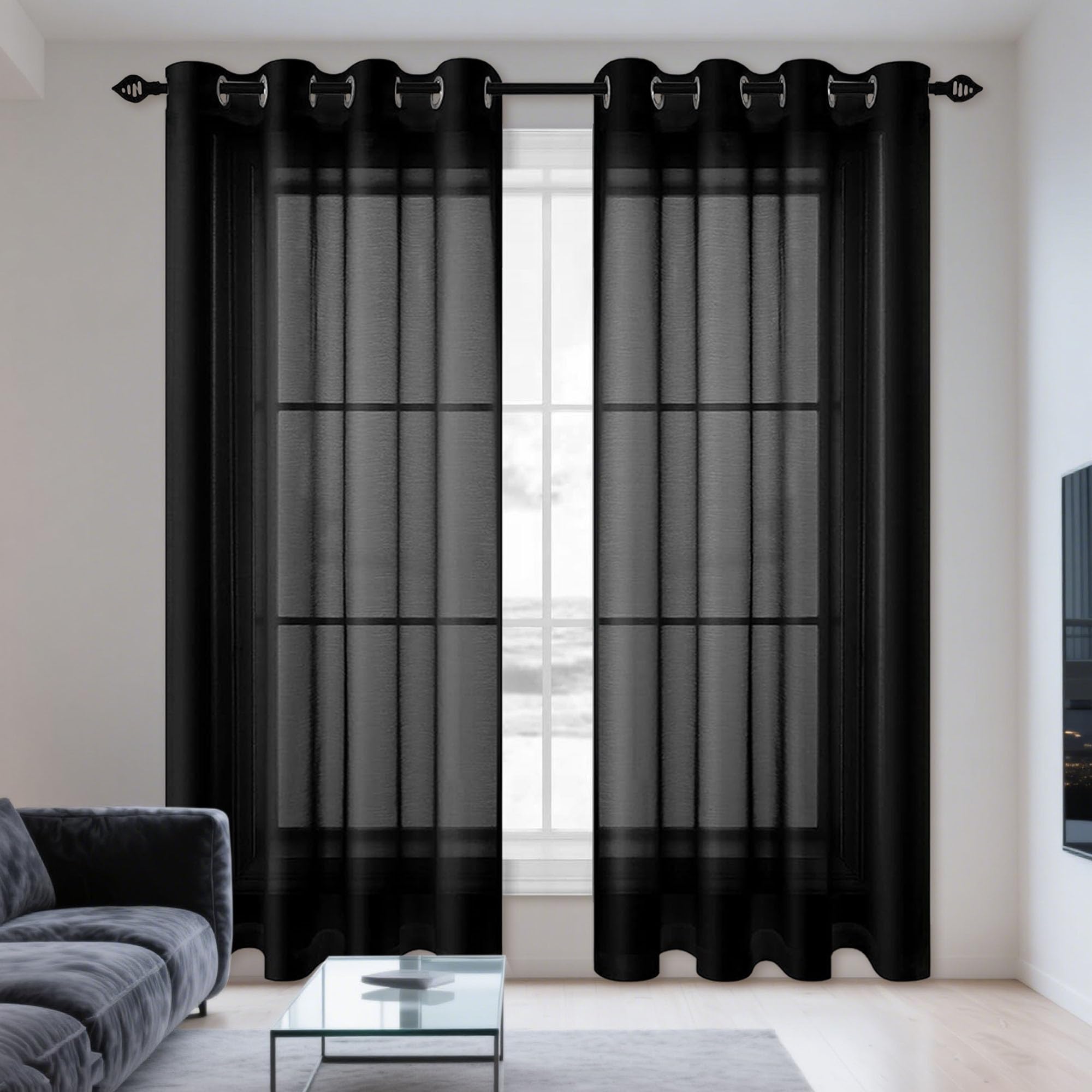 Bloquer soleil et reflets rideau voilage noir anti UV 380x315