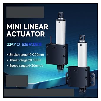 Linear Actuator, Mini Telescopic Linear Actuator Motor 6V/12V/24V DC Electric Lifter With 10-200mm Stroke Range Suitable For Robot Applications(IP70WR,50MM_30MM/S_12V)